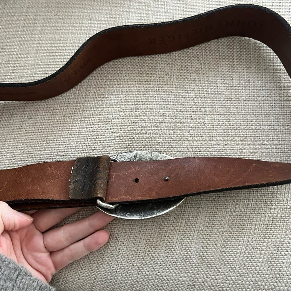 Tommy Hilfiger Black Tooled Leather Western Belt Size 36 - Picture 6 of 6